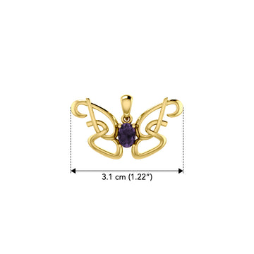 Peter Stone Identity Butterfly Gold Vermeil Plate on Sterling Silver Pendant with Gemstone VPD6428